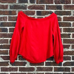 🎄PERFECT FOR CHRISTMAS! Balloon sleeve off shoulder stretch back blouse top